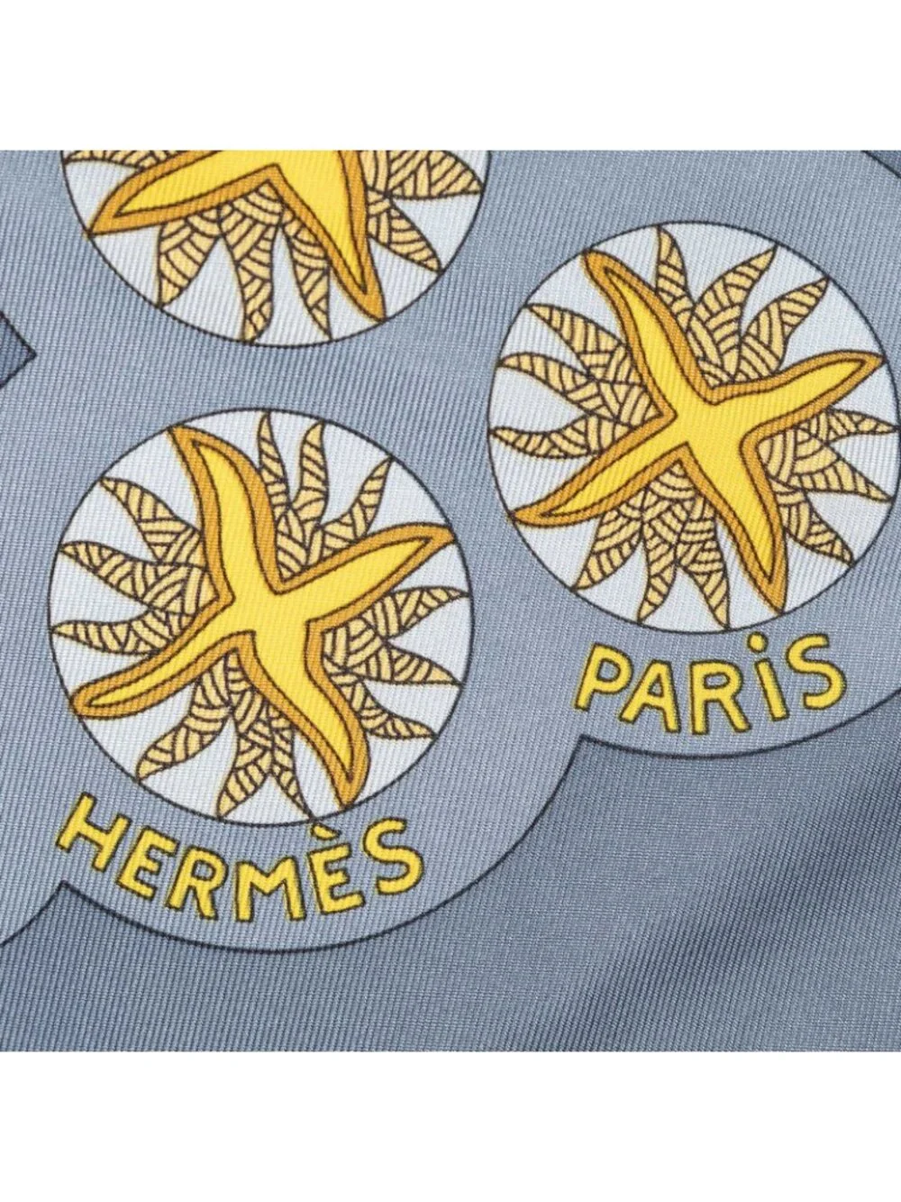 Hermes Scarf Blue Gold Silk